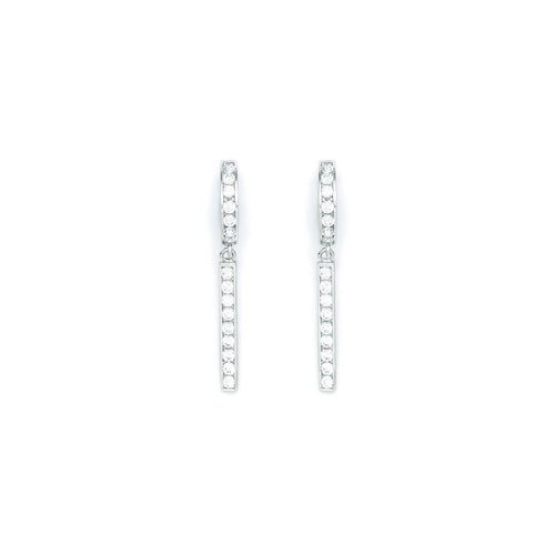 Sterling Silver Classic CZ Drop Huggy Earrings
