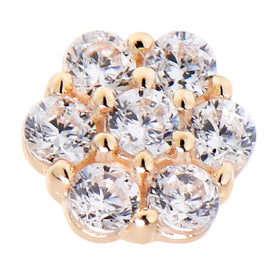 Solid 14K Yellow Gold Clear CZ Flower Nose Bone