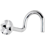 Solid 14K White Gold Textured Flat Disc Nose Screw Ring