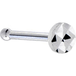 Solid 14K White Gold Textured Flat Disc Nose Bone