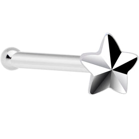 Solid 14K White Gold Raised Star Nose Bone