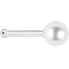 Solid 14K White Gold 3mm Pearl Nose Bone
