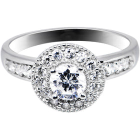 Sterling Silver Round Cubic Zirconia Ring -.80 ct tw
