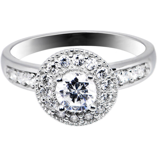 Sterling Silver Round Cubic Zirconia Ring -.80 ct tw