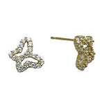 14k Yellow Gold CZ Hollow Butterfly Stud Earrings