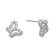 14k White Gold CZ Hollow Butterfly Stud Earrings