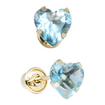 14k Yellow Gold .47 Carat CZ Heart March Birthstone Earrings