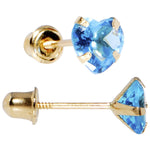 14k Yellow Gold .47 Carat CZ Heart December Birthstone Earrings
