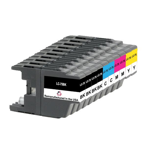 U.S. Remanufactured for Brother LC75 4 Black /  2 Each Color Ink Cartridges 10-pack