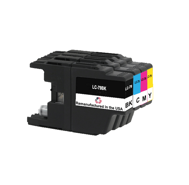 U.S. Remanufactured for Brother LC79 1 Black /  3 Color Ink Cartridges 4-pack