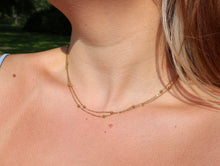Stainless Steel Gold Tone PVD Ball Station Necklace Satellite Chain Double Necklace