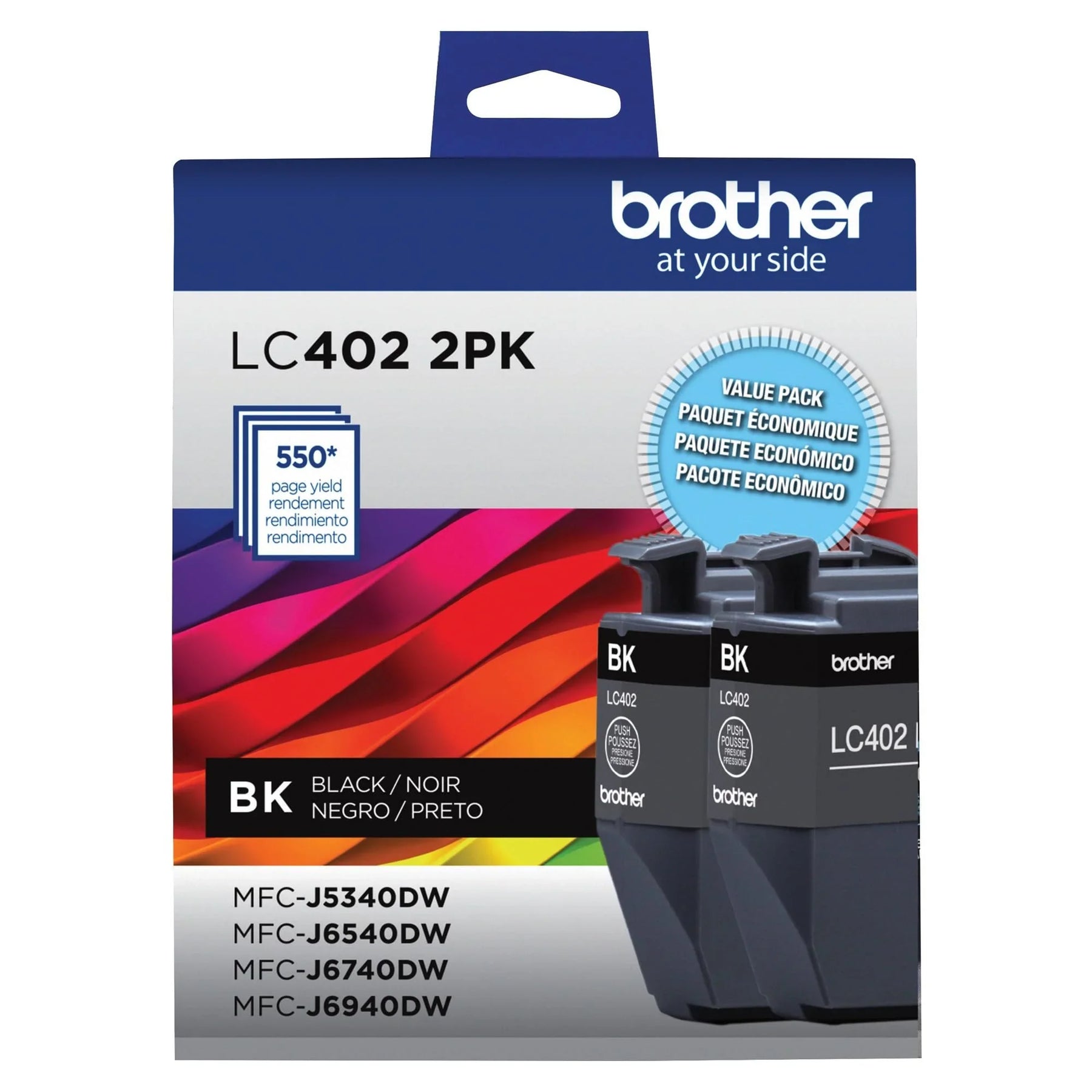 New, Pre-Owned - Brother LC402BK Standard Yield Black Ink Cartridge 2PK