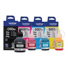 New, Pre-Owned - Original Brother BT5001 Tri-Color & BTDR60BK Black ink bottle-4 Pack