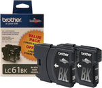 New, Pre-Owned - Brother LC61BK Black Ink Cartridge, Pack Of 2
