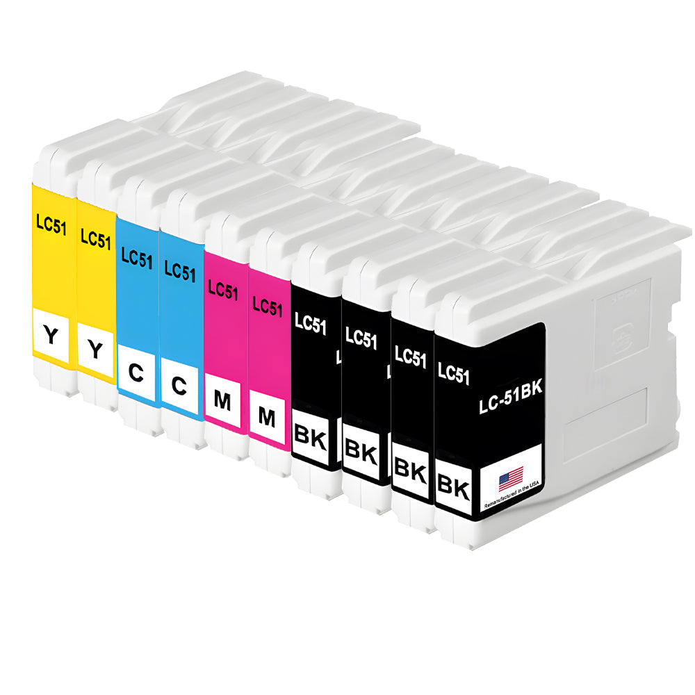 U.S. Remanufactured for Brother LC51 4 Black /  2 Each Color Ink Cartridges 10-pack