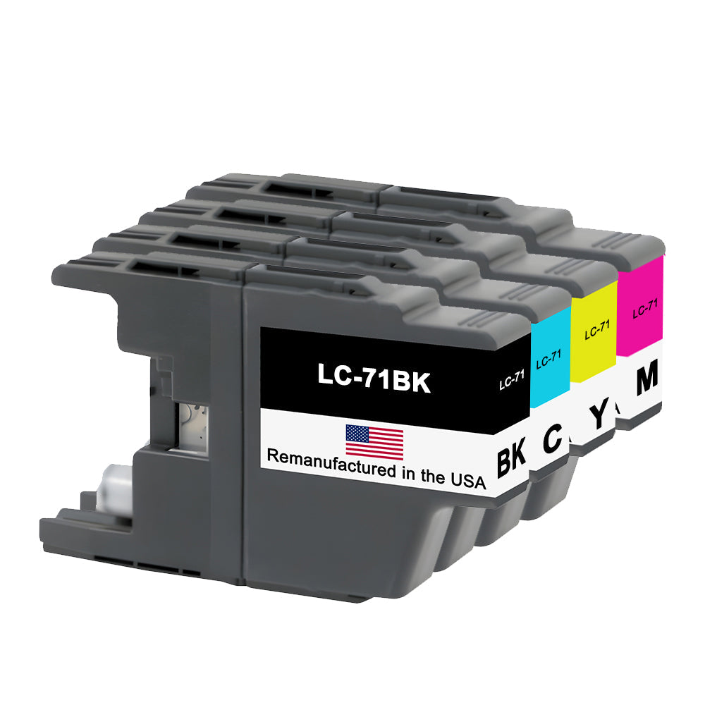 U.S. Remanufactured for Brother LC71 Black, Cyan, Magenta and Yellow Ink Cartridges (4Pack)