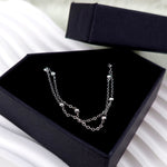 Stainless Steel Ball Station Necklace Satellite Chain Double Necklace