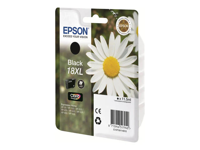 New, Pre-Owned - Epson 18XL High Yield Black Ink Cartridge, C13T18114012