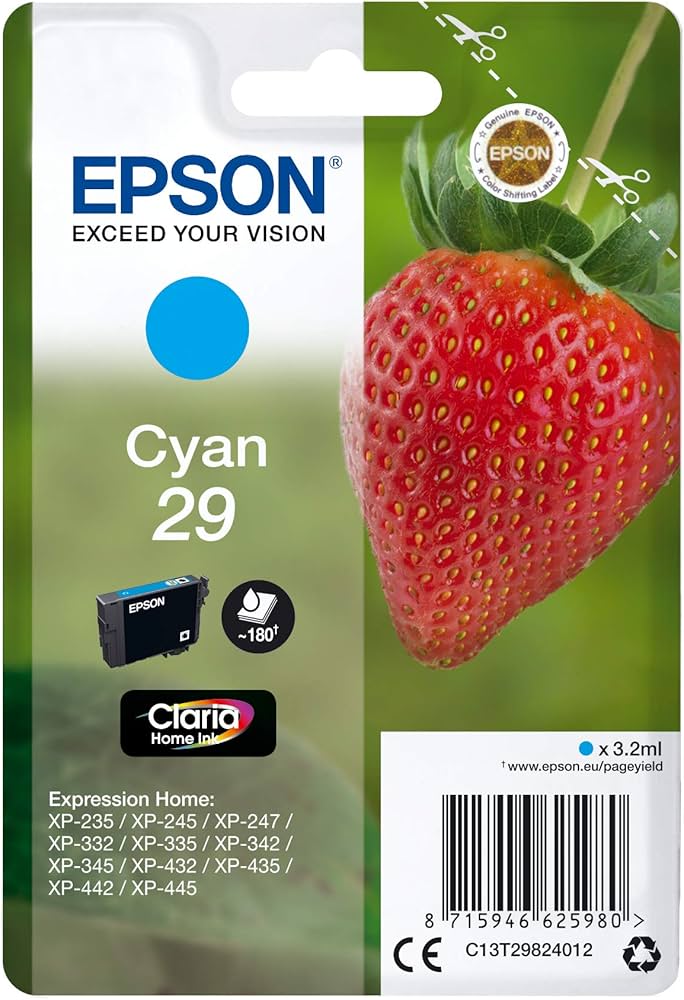 New, Pre-Owned - Epson Cyan Ink Cartridge, C13T298240