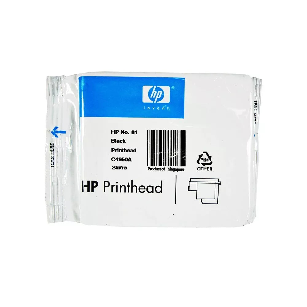 New, Pre-Owned - HP 81 Black Printhead ONLY DesignJet Ink Cartridge, C4950A