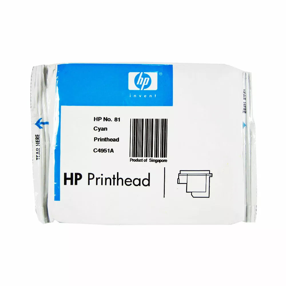 New, Pre-Owned - HP 81 Cyan Printhead ONLY DesignJet Ink Cartridge, C4951A