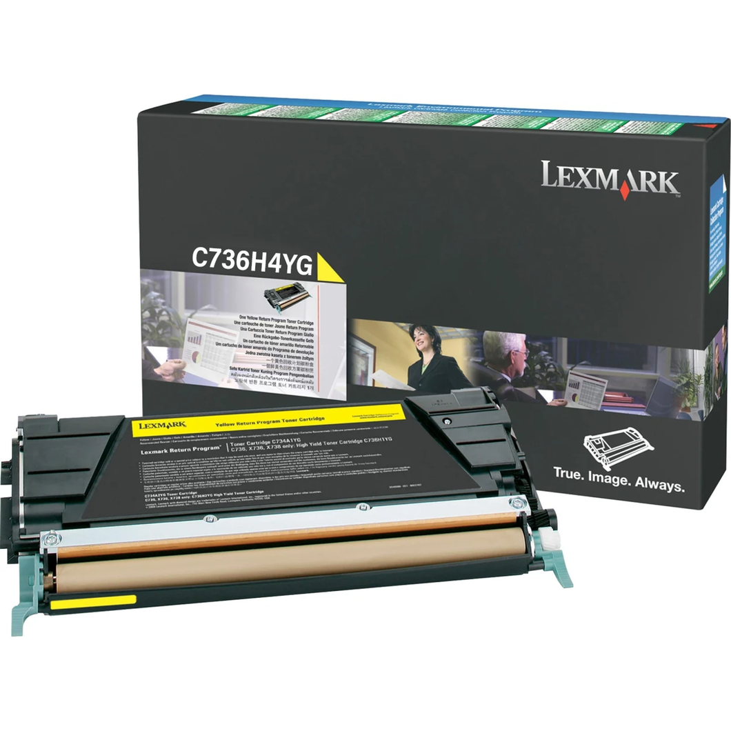 New, Pre-Owned - Lexmark C736H4YG High Yield Yellow Laser Toner Cartridge
