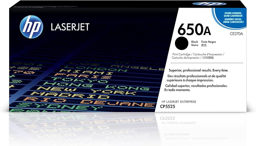 New, Pre-Owned - HP 650A Standard-Yield Black Laser Toner Cartridge, CE270A