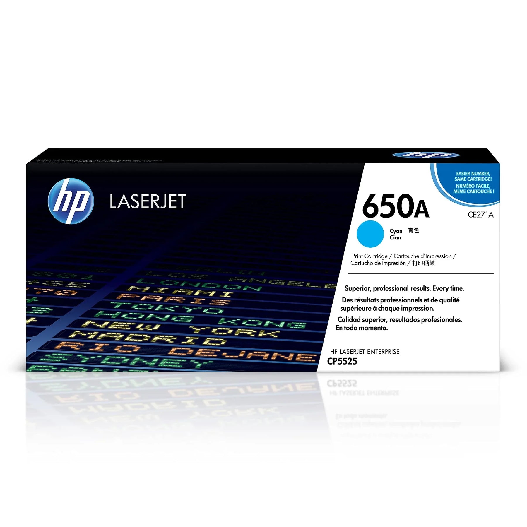 New, Pre-Owned - HP 650A Standard-Yield Cyan Laser Toner Cartridge, CE271A