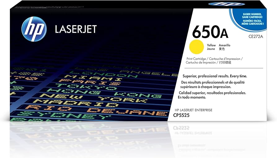 New, Pre-Owned - HP 650A Standard-Yield Yellow Laser Toner Cartridge, CE272A