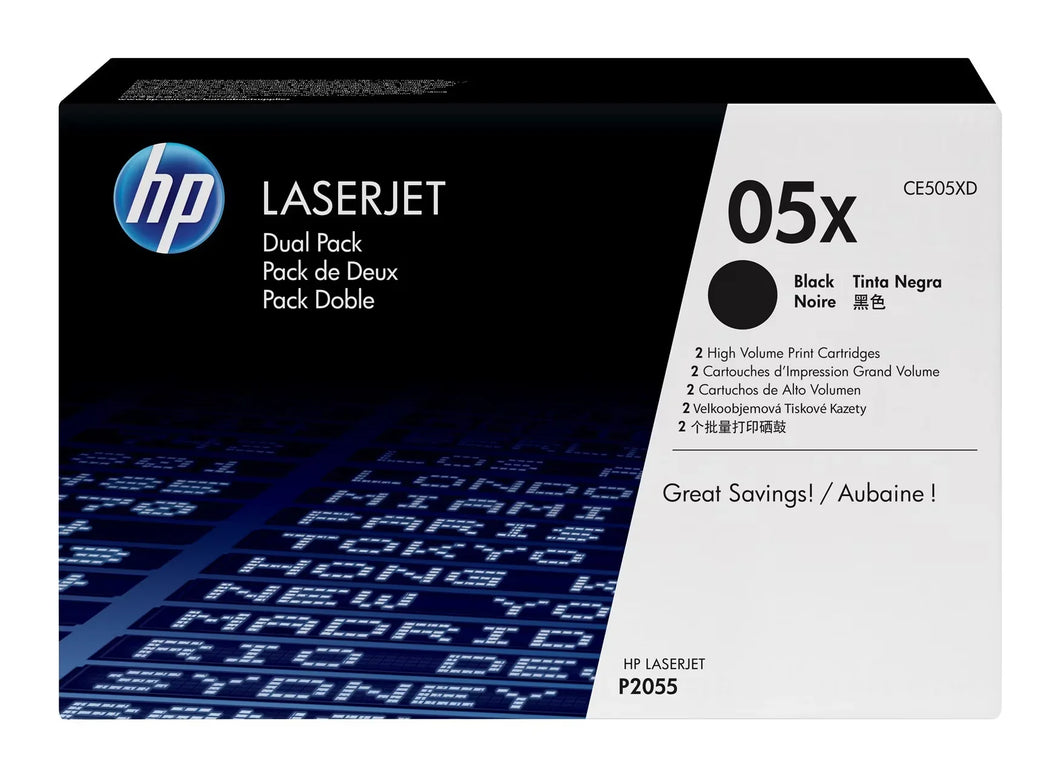 New, Pre-Owned - HP 05X Dual High Yield Black LaserJet Toner Cartridge, CE505XD