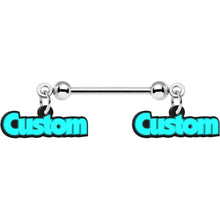 Custom Glow in the Dark Double Personalized Name Dangle Nipple Ring Set