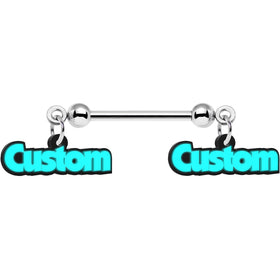 Custom Glow in the Dark Double Personalized Name Dangle Nipple Ring Set