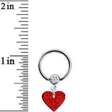 Red Glitter Heart Captive Ring