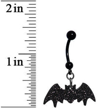 Glittery Black Bat Dangle Belly Ring