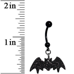 Glittery Black Bat Dangle Belly Ring