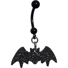 Glittery Black Bat Dangle Belly Ring