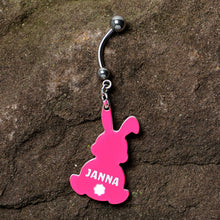 Custom Pink Bunny Rabbit Personalized Dangle Belly Ring