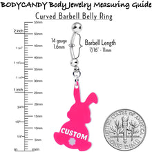 Custom Pink Bunny Rabbit Personalized Dangle Belly Ring