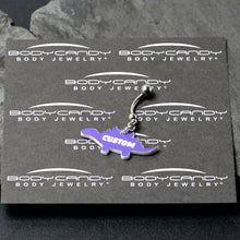 Custom Purple Stegosaurus Dinosaur Personalized Dangle Belly Ring