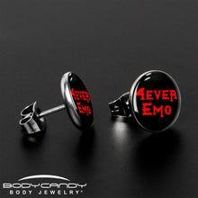 Black Red 4 Ever Emo Stud Earrings by Onyx O