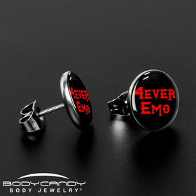 Black Red 4 Ever Emo Stud Earrings by Onyx O