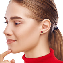 Ruby Red Glitter Heart Stud Earrings