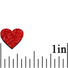 Ruby Red Glitter Heart Stud Earrings