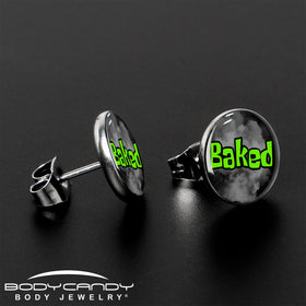 Logo Baked Stoner Stud Earrings by Onyx O