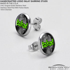 Logo Baked Stoner Stud Earrings by Onyx O