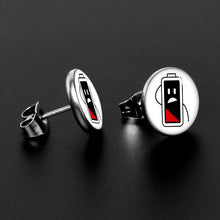 Battery Empty Stud Earrings by Onyx O