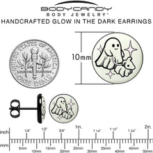 Black Anodized Halloween Ghost Dog Walker Glow in the Dark Stud Earrings by Onyx O