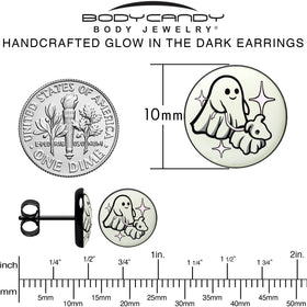 Black Anodized Halloween Ghost Dog Walker Glow in the Dark Stud Earrings by Onyx O