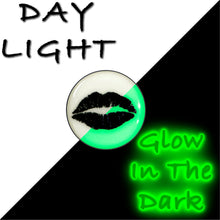 Black Anodized Steel Lipstick Kiss Mark Glow in the Dark Stud Earrings by Onyx O