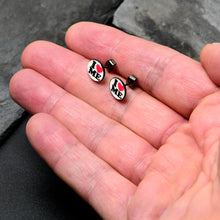 Black Anodized Steel Glow in the Dark Stud Earrings by Onyx O